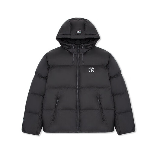 MLB Official Fashionable and Versatile Atmosphere Hooded Goose Down Down Jacket for Men and Women Couples Winter New DJB40 New York Yankees/Black S (It is recommended to take one size smaller)