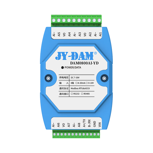 Juying Dam0800ai-yd 8 canales 0-10V/4-20MA Módulo analógico Protocolo Modbus PLC/PC Comunicación Aislada 4858 Canales 4-20MA Entrada