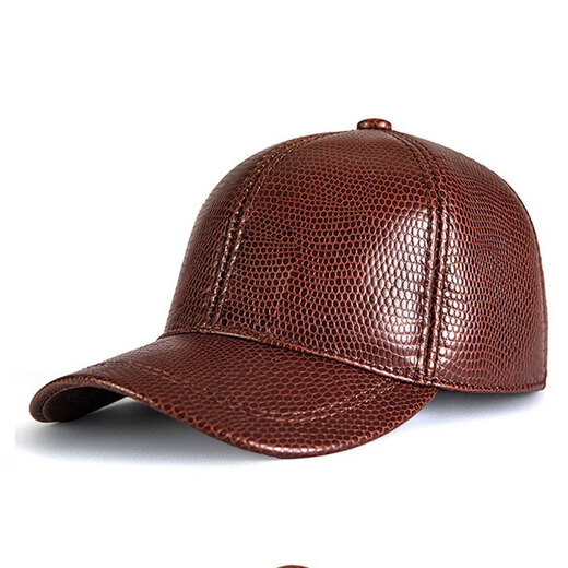 Kangaroo leather baseball cap for men and women, fashionable autumn and winter top layer cowhide snake pattern peaked cap for youth and trendy people, Haining New Black Adjustable