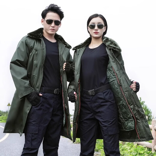 Pierre Cardin military coat men's winter thickened authentic Northeast Russia heavy-duty cold-proof green labor security cold storage cotton coat for women Army Green XL 175