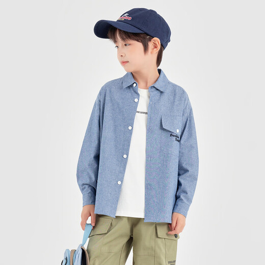 Duojia Old Money Style Shirts Boys' Shirts and Jackets Spring and Autumn Retro Washed Children's Imitation Denim Casual Tops