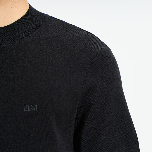 LiLang Light Fashion Men's Clothing 100% Sheep Wool Wool Sweater Men's Machine Washable Half Turtle Collar Warm Knitted Short Sleeve Sweater Black (1S) 2XL (180)