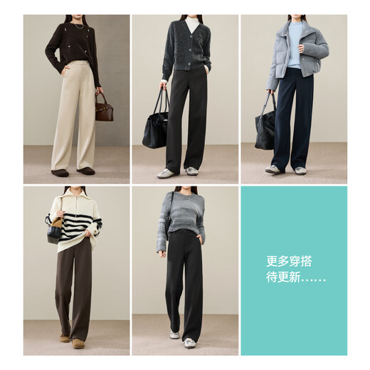 Yiyang (ESE-Y) 2025 winter velvet thickened narrow wide-leg straight pants black-regular 29