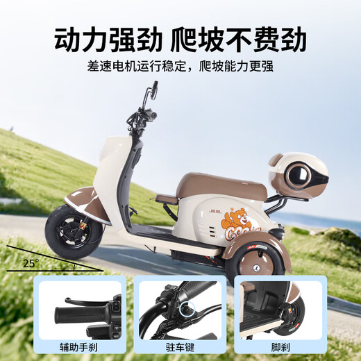 Phoenix Beetle electric car tricycle small household electric motorcycle adult leisure tricycle small electric car 500W+60V24A black gold + battery life of about 50 kilometers