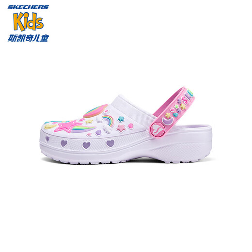 Skechers Skechers mall same style girls casual slip-on sneakers summer new flashing sandals 308406L white/multi-color/WMLT 36