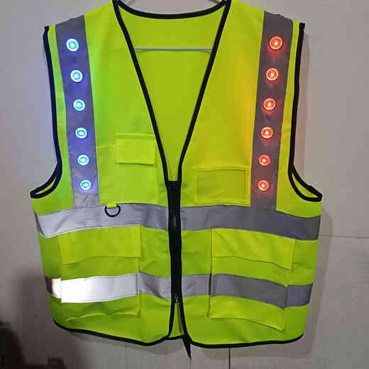 LED light reflective vest vest construction safety clothing reflective clothing night riding high reflective clothing red and blue flashing battery model does not include batteries