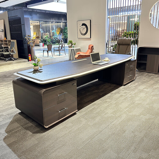 Qiheng (XIIBLC) New Light Luxury Executive Desk Boss Desk Chairman President Desk Office Desk and Chair Combination High-end Manager Desk 3.2 Meter Boss Desk