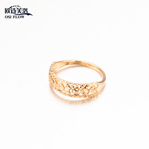 KZD Old Phoenix 999 European Shifuluo pure Russian Au585 purple gold ring women's pure 14K rose gold color gold copper coin live mouth adjustable