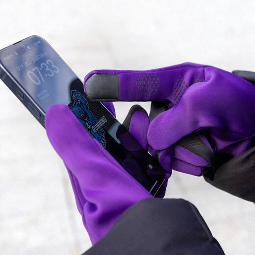 Qinggong (QINKUNG) New Product Winter Training Running Gloves 2.0 Marathon Professional Autumn and Winter Outdoor Running Gloves Black and Purple M