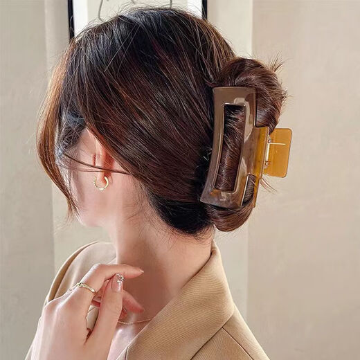 Simple Square Hair Clip for Women Elegant and Temperamental Jelly Color Acrylic Shark Clip Headwear Back of Head Hair Clip Square Jelly Green 8.5CM