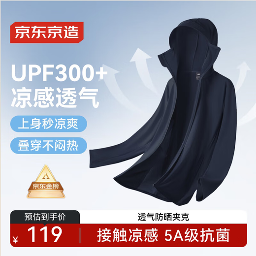 Jing Tokyo Ice Silk Sun Protection Clothing Lightweight Breathable Skin Clothing Summer Thin Jacket Outdoor Fishing Navy Blue M