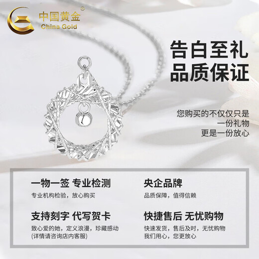 CHINA GOLD PT950 Platinum Necklace Women's Platinum Möbius Ring Pendant Jewelry Valentine's Day Birthday Gift for Girlfriend Zhenpin Platinum Dream Catcher Set Chain Approximately 4.8g