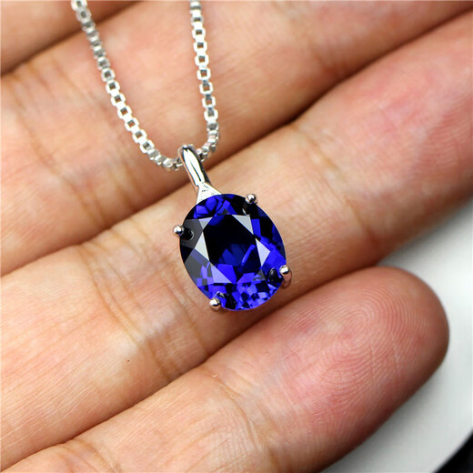 Everlasting Leaf Sapphire Pendant Sterling Silver Light Luxury Single Tanzanite Necklace Pendant Collarbone Simple Temperament With Chain Dz0 10 Carats