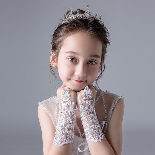 Miaopule white gloves etiquette children's wedding dress gloves princess girls girls performance dance flower girl birthday super elastic five mesh elastic style - white 4-8 years old super elastic