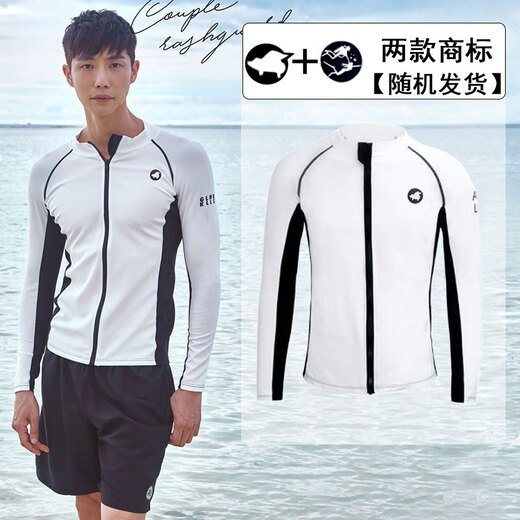 Zhizhou diving suit men's top sun protection quick-drying dry snorkeling suit surfing suit long-sleeved warm swimsuit jellyfish suit swimming 2301 white single top L