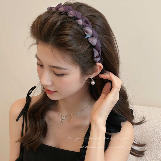 Dingjing headband light luxury women's 2025 new elegant purple high skull hair hole headband high-end face wash hairpin headwear