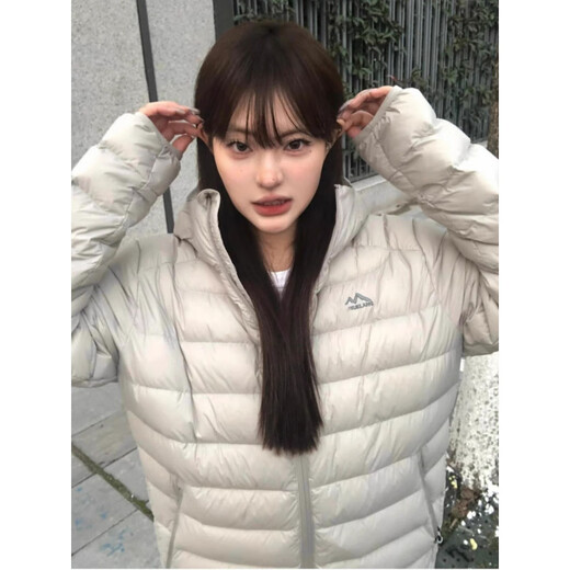 Yunxing Down Jacket Women's 2026 New Spare Ribs Short Style Lightweight Winter Thickened White Duck Down Casual Sports Hooded Jacket Gray S 80-115Jin Jin is equal to 0.5 kg