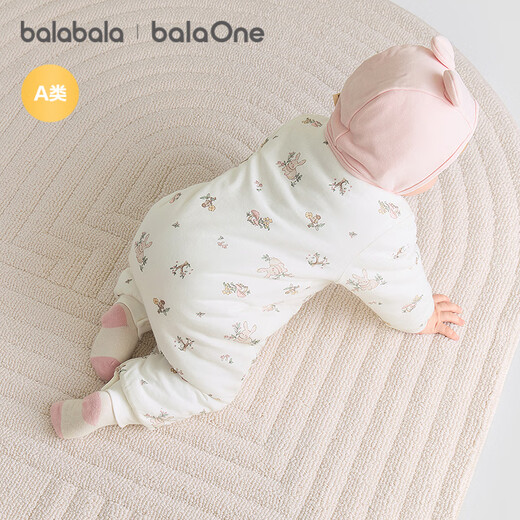 Balabala children's clothing baby jumpsuit newborn baby baby fart clothes boys and girls winter clothing crawling suit thickened warm soft and cute