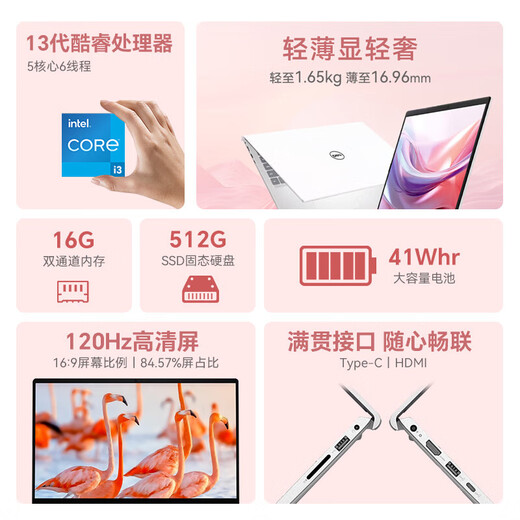 戴尔（DELL）Pro灵越15大屏轻薄本3530升级DC15250 15.6英寸超极本女大学生便携学习办公游戏手提笔记本电脑  灵越15Pro办公【酷睿3 120Hz高刷屏】 【买家优选】32G内存 512G固态 定制