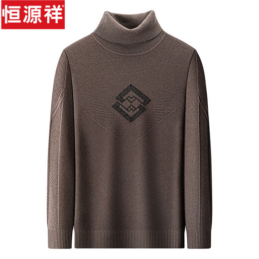Hengyuanxiang 100% pure wool sweater double-turn turtleneck sweater for men autumn and winter thick Korean style high-end jacquard bottoming sweater Huixingka M 170