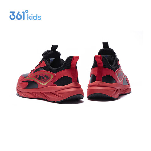 361 Children's Cotton Shoes 2025 Winter Men's and Women's Small, Medium and Large Children's Leather and Velvet Warm and Flexible Sports Running Shoes Red 35
