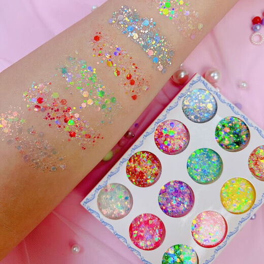 Novis vita children's makeup eye shadow sequins stage makeup makeup stickers face decorations performance hair shine 12 stickers