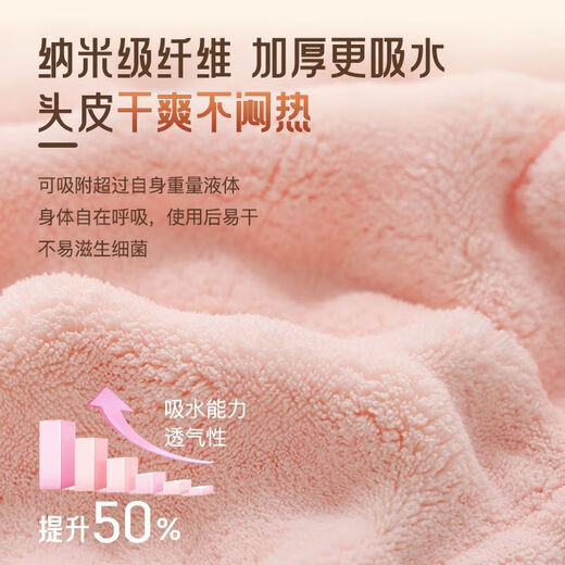 New style dry hair cap, French light luxury, thickened, water-absorbent, quick-drying, one-piece scrubbing head, strap-on head towel, new bubble velvet, high-end gray + falling cherry powder