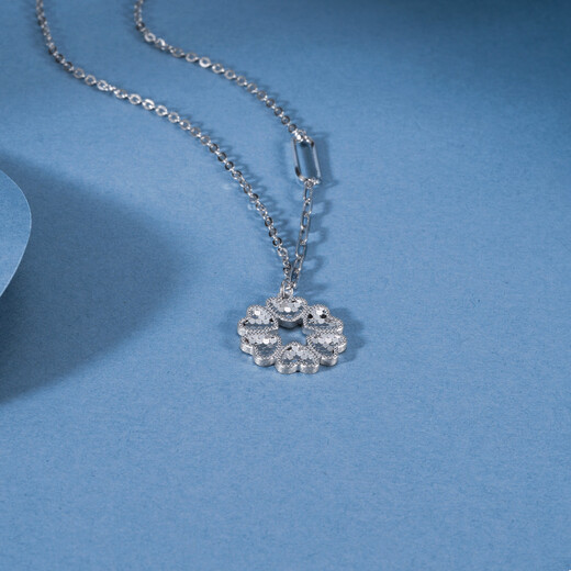 Zhaoliang PT950 platinum six-manged heart pendant crushed ice platinum necklace clavicle chain pendant Chinese Valentine's Day gift for girlfriend 7.07 g