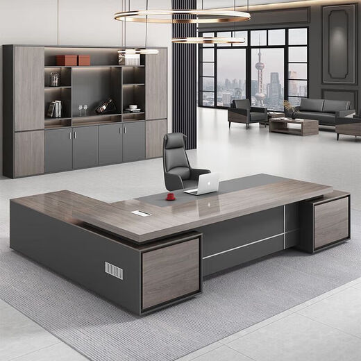 Boss desk office desk and chair combination, fashionable CEO desk, executive desk, atmospheric executive desk, boss desk, office furniture 1.8*0.8m single cabinet (delivery and installation)