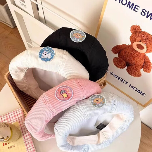 Back-tilt beret for women with big head circumference, autumn and winter fashionable octagonal hat, versatile and showy, Korean style cute sweet girl hat, beige bunny, free hairpin of the same style, one size fits all, recommended 56-58cm