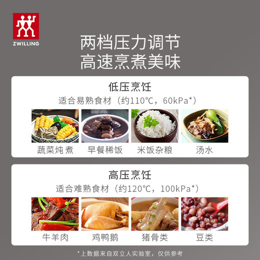 ZWILLING pressure cooker stainless steel household explosion-proof two-speed pressure cooker EcoQuick II 6L gas stove universal pot