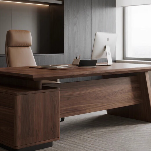 Aesthetic school new Chinese style simple North American black walnut executive desk high-end office hotel hotel B&B customized executive boss desk size customization (contact customer service)