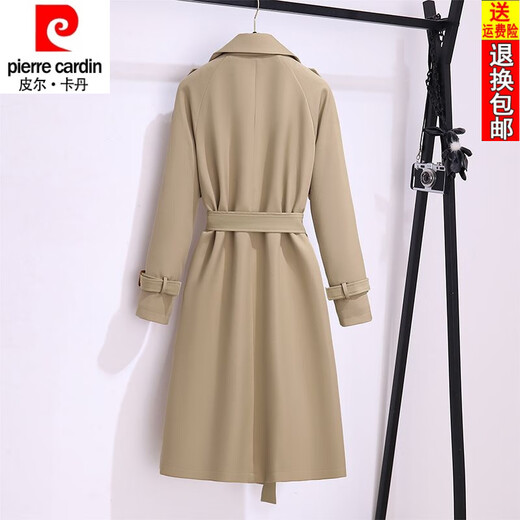 Pierre Cardin 25 New Spring and Autumn Windbreaker Women's Jacket High-End Korean Slim Fit Mid-Length Women's Windbreaker Jacket Women Khaki M