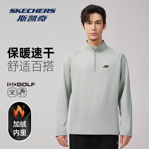 Skechers Men's Sweatshirt 2026 Spring New Fashionable Breathable Half-Zip Top Casual Versatile Knitted Sweater Sweatshirt