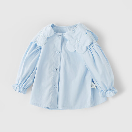 JELLYBABY Sweet and Versatile Autumn Girls' Shirts Solid Color Lapel Good Matching Tops Children's Babydoll Shirts Long Sleeve Shirts