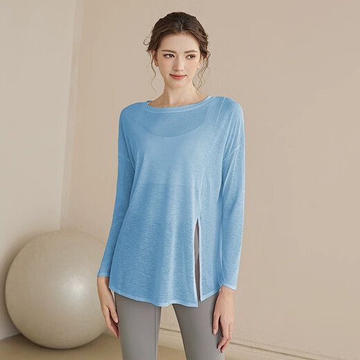 Bright dip loose yoga clothing blouse women's sports tops running Pilates quick-drying long-sleeved T-shirt fitness clothing spring and autumn Strawberry milkshake S/M 80-115Jin Jin equals 0.5 kg