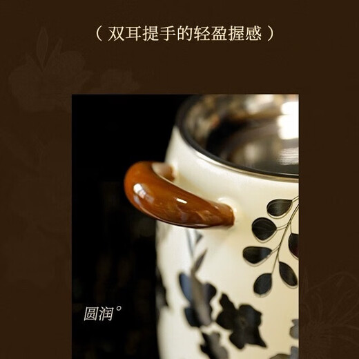 Guiqi 1.2L ceramic lard jar seasoning box bottle salt kitchen spice storage sealed storage chili stainless steel jar ceramic jar 1.2L + lid + spoon + 304 stainless steel filter