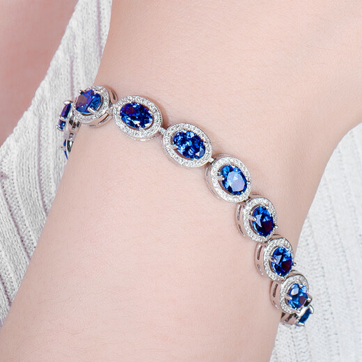 Taifeige sapphire bracelet for women s925 sterling silver new style versatile pavé blue zircon tanzanite crystal bracelet 925 sterling silver bracelet 17-20 cm adjustable