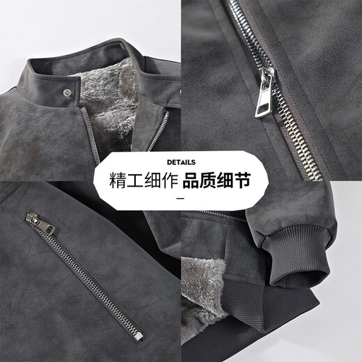 NASALIKE Official Fashion Brand American Leather Jacket Men's Autumn and Winter Large Size Loose Casual PU Motorcycle Leather Jacket Men's Velvet N98 Brown Regular 3XL (177-185cm 160-180Jin Jin equals 0.5kg)