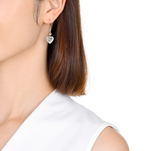 Chow Sang Sang Pt950 Platinum Carved Beads Heart Stud Earrings 80905E Pricing