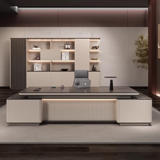 Boss desk office desk light luxury high-end president office desk and chair combination simple modern executive desk executive desk 1.8 meters boss desk (simple single cabinet)