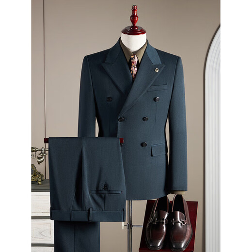 Septwolves Jacket Expert Double Breasted Wool Suit Men's Suit Business Formal High Quality Slim Plus Size Groom Wedding Suit Three Piece Dark Gray Single Piece Suit L (110-125Jin Jin equals 0.5kg)
