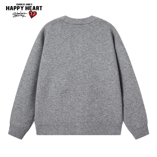 Charles Heart Japanese Cardigan Button Sweater for Men and Women Autumn and Winter Puppy Embroidered Sweater Couple Tops Dark Gray XL