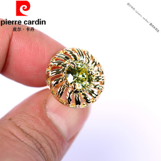 Pierre Cardin (Pierre Cardin) France imported quality golden green diamond flower wheel French shirt cufflinks cuff nails business men's cuff nails shirt button sleeves X195 gold green diamond flower wheel