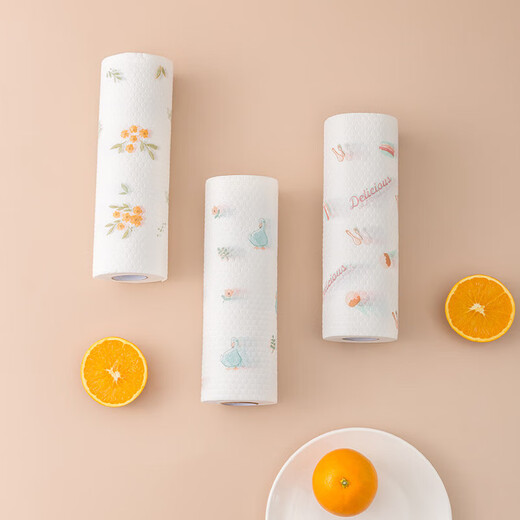 Lazy rag wet and dry for household cleaning kitchen paper special disposable dishwashing cloth absorbs water and is not easy to get oily 4 rolls 200 tear reusable