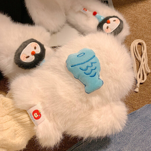 JIOESC cute penguin plush scarf for women autumn and winter cross scarf cycling warm windproof student scarf hanging neck gloves little penguin plush scarf