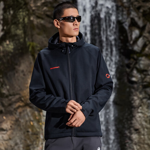 Mammoth (MAMMUT) Red Label Clion Men's and Women's Outdoor Windproof and Wear-Resistant Hooded Jacket Soft Shell Black Red Label M