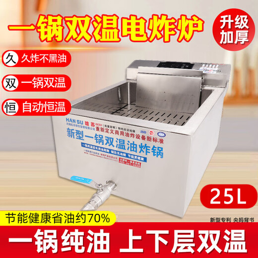 Dual temperature fryer commercial electric fryer new electric fryer double cylinder single cylinder desktop fried chicken fried skewers french fries desktop double cylinder 1 inch 12L
