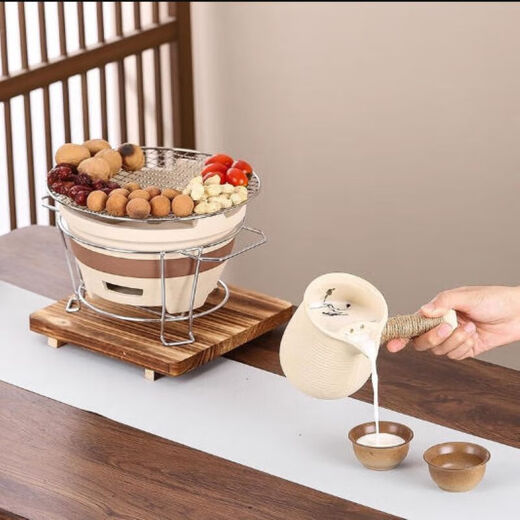 Winter tea making around the stove household indoor full set of canned tea making equipment roasted milk kettle making tea kettle charcoal stove burning tea stove full set of large stove + Zhiyun kiln turned side handle kettle