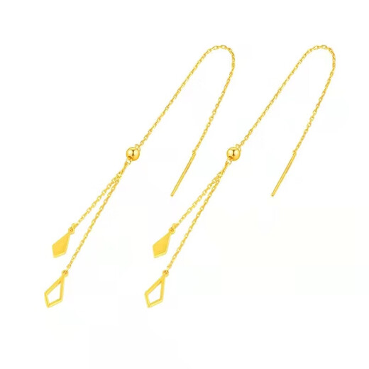 Xingu 18K gold hollow geometric long ear wire temperament gold triangle 999 tassel earrings imitation foot gold earrings for women rhombus ear wire